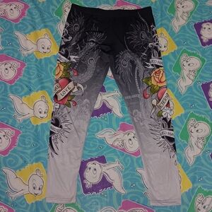 Y2K Ed Hardy Christian Audiger Vintage Tattoo All Over Print Leggings
